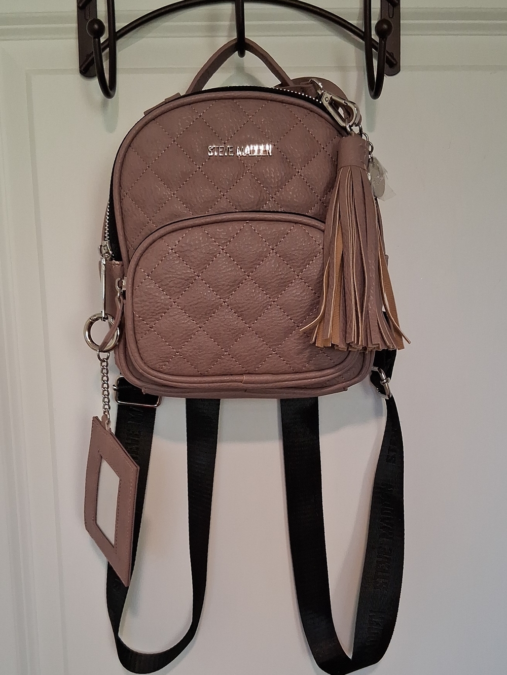 Steve Madden Quilted Mini Backpack in Mauve Taupe